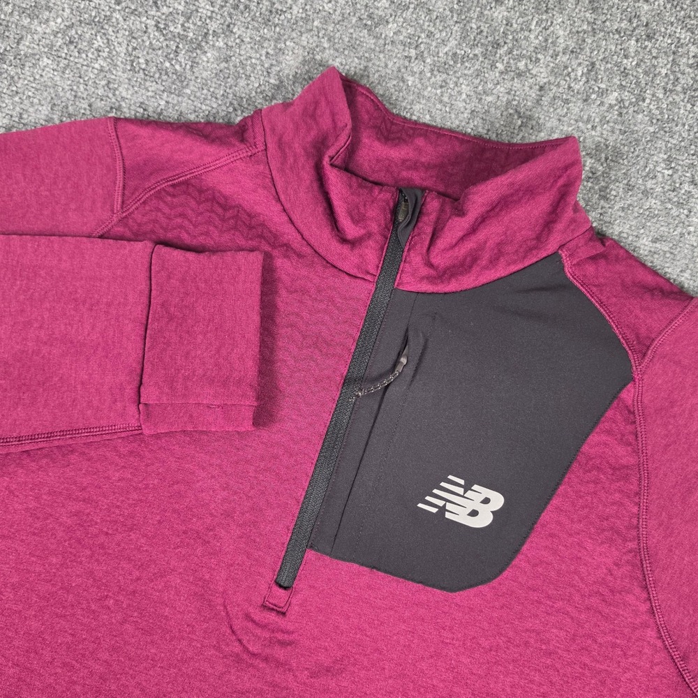 New Balance Heat Grid 1/2 Zip Pullover Mens XL Burgundy Running MT23252